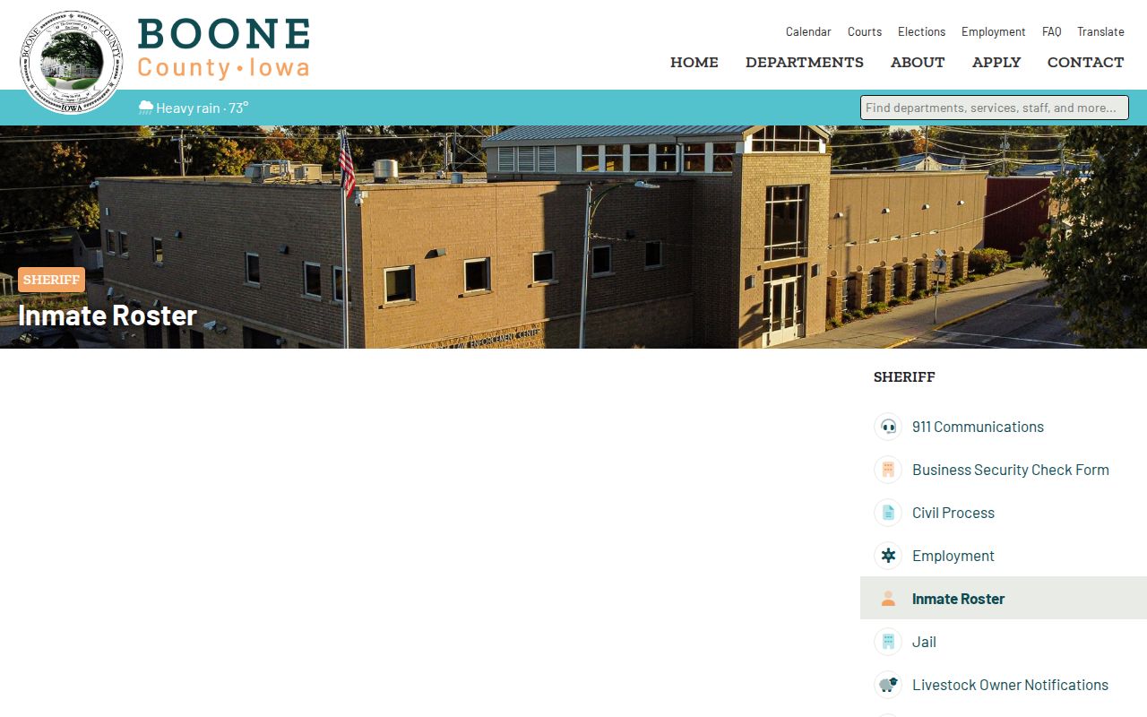Official Boone County roster landing page without visible booking rows
