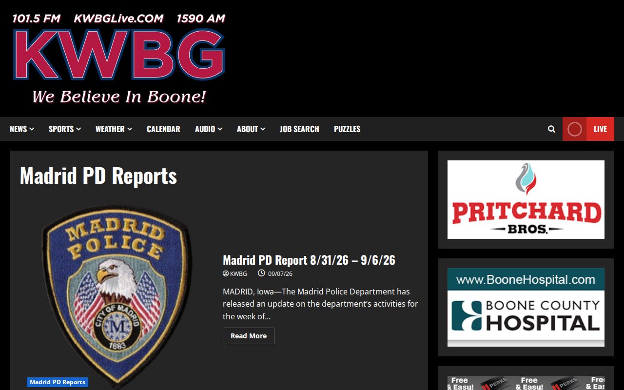 KWBG category page for Madrid Police Department reports